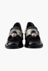 Black - Brushed Leather Loafers With Metal Details - GLAM MODA